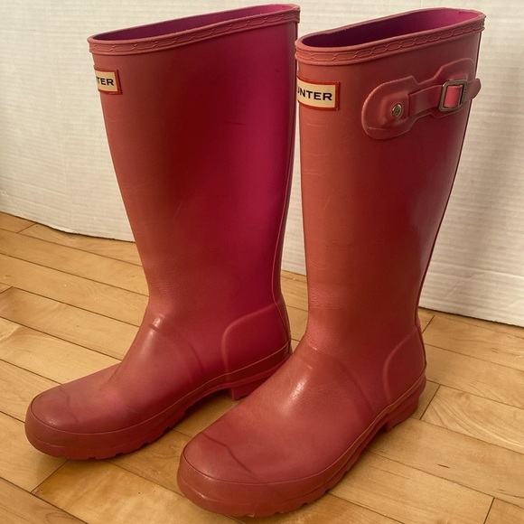 Hunter Shoes - Hunter Pink Boots Original Kids Gloss Tall Fits Women’s 37 US 7